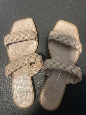 Dolce Vita Braided Double-Strap Nude Slide Sandals